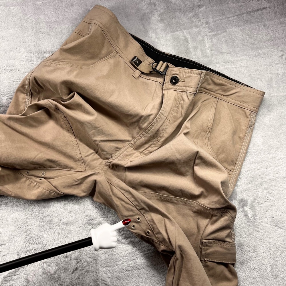 Prana Breathe Zion Cargo Pants Mens Large Lrg x 32L Tan Khaki Hiking Outdoor - Picture 10 of 11